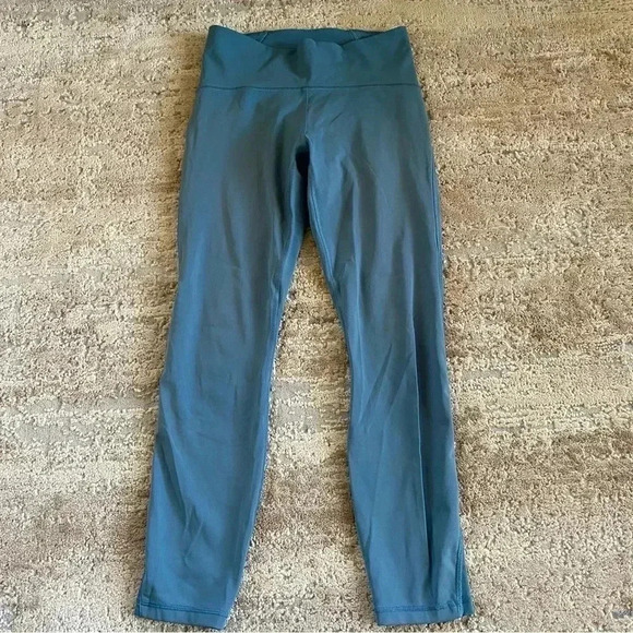 Lululemon Train Times 7/8 Blue Charcoal Leggings Mesh Calf Panels Yoga Pants: 8 - Picture 2 of 13